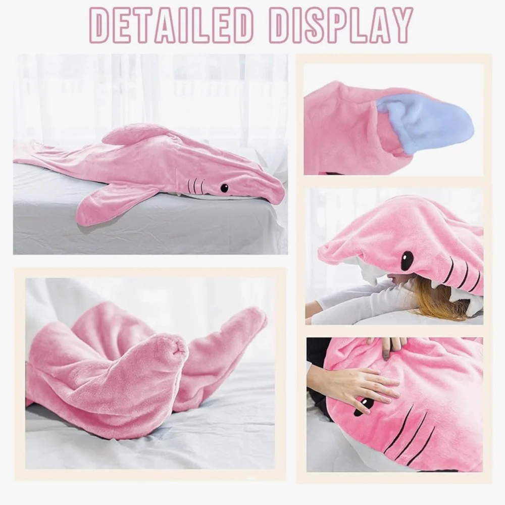 Shark Blanket onsie Wearable Hoodie Cartoon Animals sleeping bag